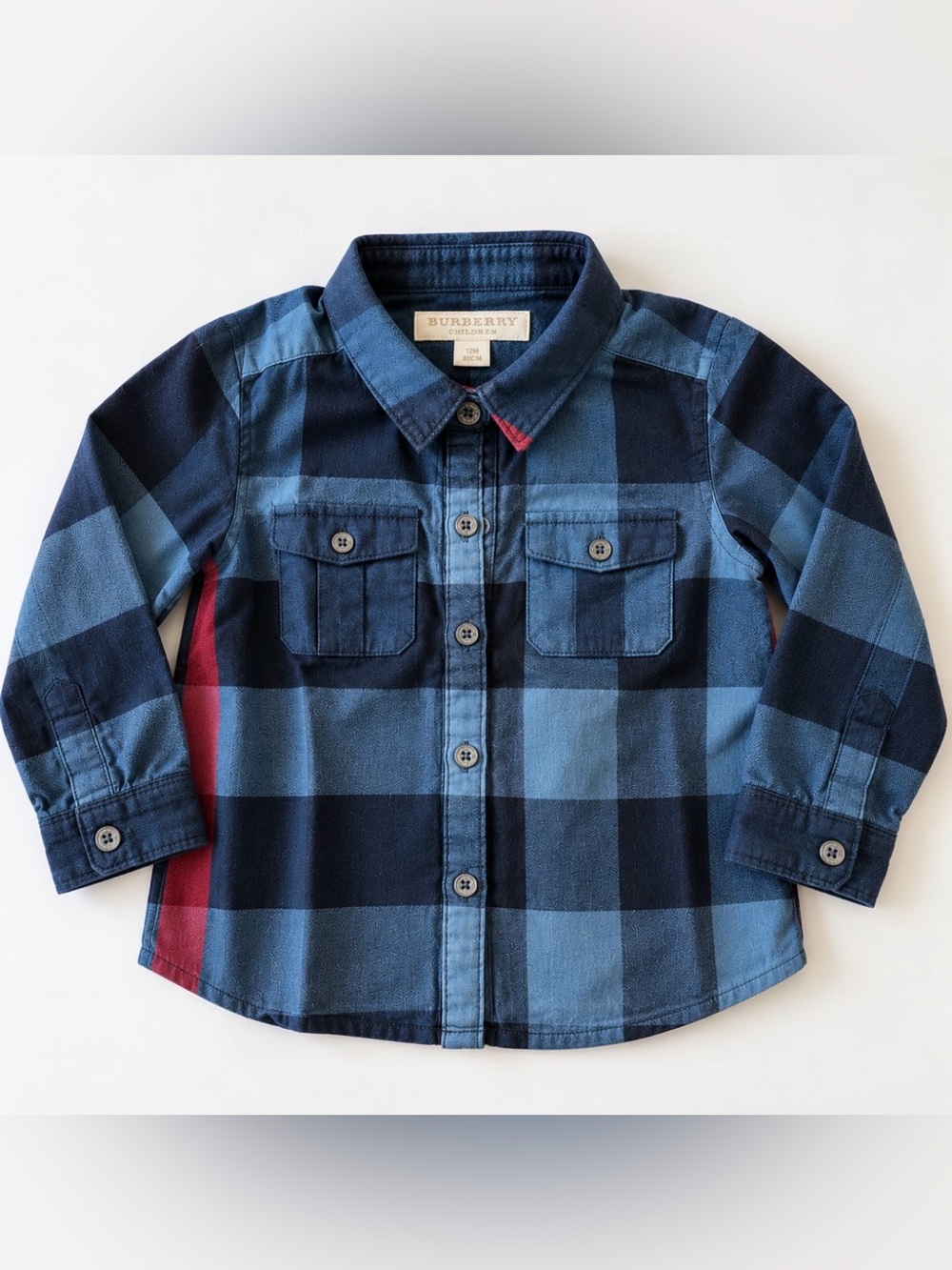 Burberry Children Blue Check Button-Up Shirt 12M / 80cm